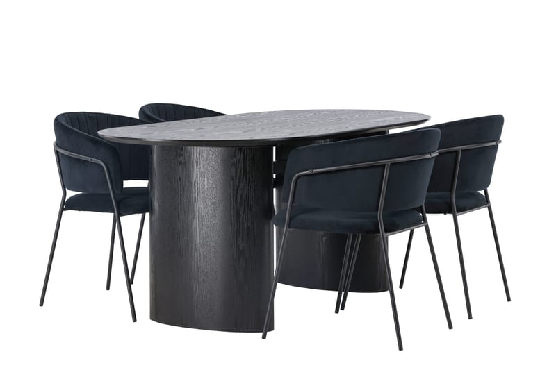 Isolde Matgrupp 180 cm Oval med 4 Selma Stolar - Svart - Products - Möbler - Bord & matgrupp - Matgrupp
