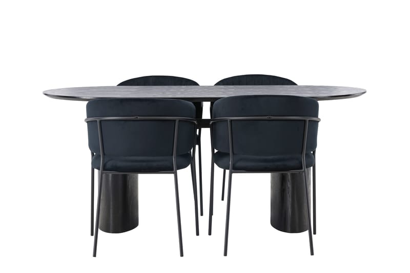 Isolde Matgrupp 180 cm Oval med 4 Selma Stolar - Svart - Products - Möbler - Bord & matgrupp - Matgrupp