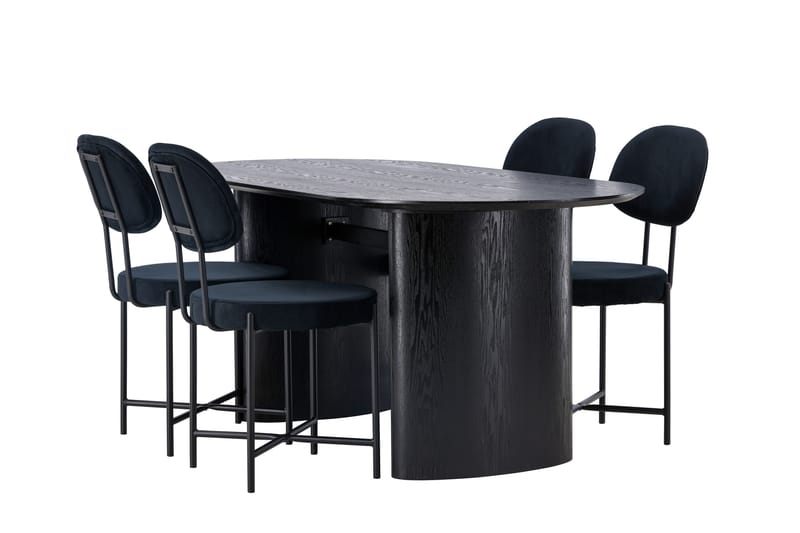 Isolde Matgrupp 180 cm Oval med 4 Stella stolar - Svart - Products - Möbler - Bord & matgrupp - Matgrupp