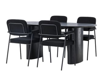 Isolde Matgrupp 180 cm Oval med 4 Yesterday stolar - Svart - Products - Möbler - Bord & matgrupp - Matgrupp