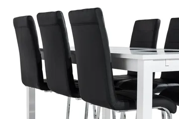 Jasmin Förlängningsbar Matgrupp 180 cm med 6 Cibus Stol - Vit/Svart - Products - Möbler - Bord & matgrupp - Matgrupp