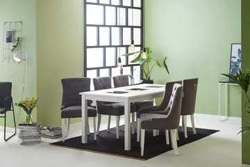 Jasmin Matgrupp med 6 st Viktoria Fåtöljer - Vit/Grå - Products - Möbler - Bord & matgrupp - Matgrupp