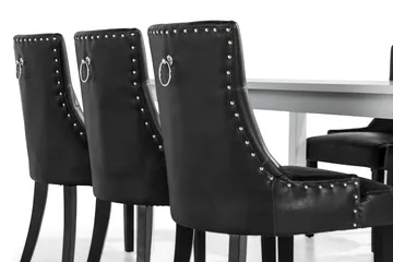 Jasmin Matgrupp med 6 Tuva Fåtölj - Vit/Svart PU - Products - Möbler - Bord & matgrupp - Matgrupp