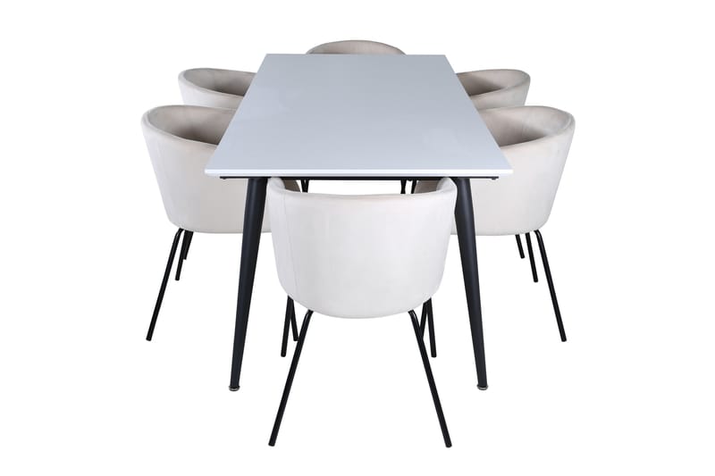 Jimmy Matgrupp 195 cm Rektangulär med 6 Berit stolar - Beige - Products - Möbler - Bord & matgrupp - Matgrupp