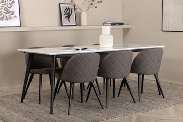 Jimmy Matgrupp 195 cm Rektangulär med 6 Velvet stolar - Svart - Products - Möbler - Bord & matgrupp - Matgrupp