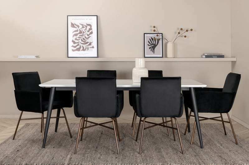 Jimmy Matgrupp 195 cm Rektangulär med 6 Petra stolar - Svart - Products - Möbler - Bord & matgrupp - Matgrupp