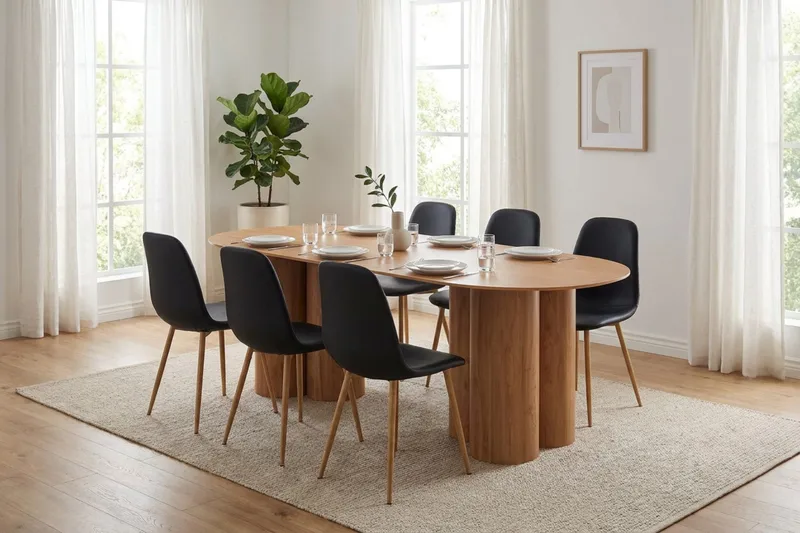 Juno Matgrupp rektangulärt 220 cm Ek med 6 Nibe Matstolar - Ek - Products - Möbler - Bord & matgrupp - Matgrupp