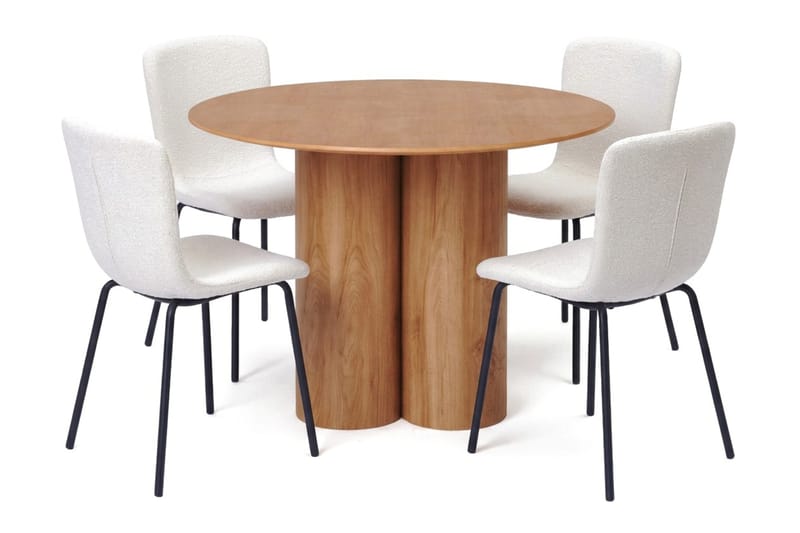 Juno Matgrupp runt 110 cm Ek med 4 Katy Matstolar - Ek - Products - Möbler - Bord & matgrupp - Matgrupp