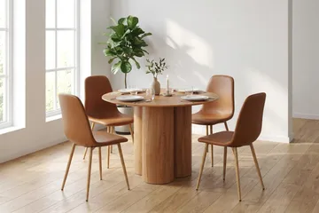 Juno Matgrupp runt 110 cm Ek med 4 Nibe Matstolar - Ek - Products - Möbler - Bord & matgrupp - Matgrupp