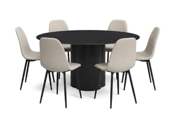 Beige/Metallben Svart - Svartlaserad ek
