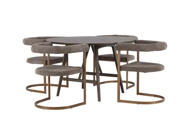 Kaseidon Matgrupp 100 cm Rund med 4 Morning stolar - Brun - Products - Möbler - Bord & matgrupp - Matgrupp