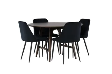 Kaseidon Matgrupp 100 cm Rund med 4 Night stolar - Svart - Products - Möbler - Bord & matgrupp - Matgrupp