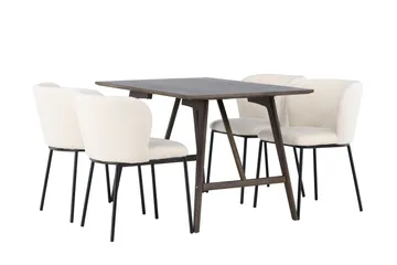 Kaseidon Matgrupp 120 cm Rektangulär med 4 Edina Stolar - Mörkbrun - Products - Möbler - Bord & matgrupp - Matgrupp