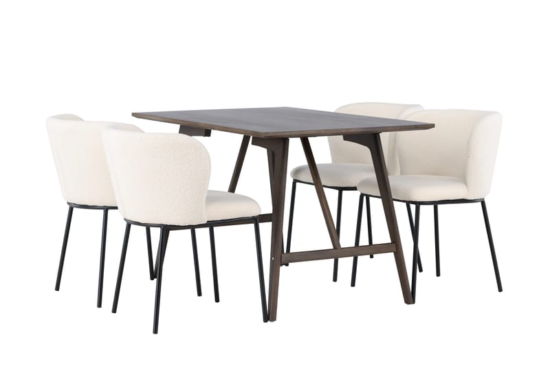 Kaseidon Matgrupp 120 cm Rektangulär med 4 Edina Stolar - Mörkbrun - Products - Möbler - Bord & matgrupp - Matgrupp