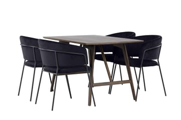 Kaseidon Matgrupp 120 cm Rektangulär med 4 Selma Stolar - Svart - Products - Möbler - Bord & matgrupp - Matgrupp