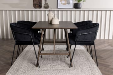 Kaseidon Matgrupp 120 cm Rektangulär med 4 Selma Stolar - Svart - Products - Möbler - Bord & matgrupp - Matgrupp