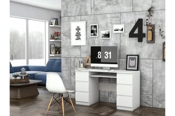 Kubana Skrivbord 130 cm med Förvaring Lådor - Grå/Vit - Products - Möbler - Bord & matgrupp - Kontorsbord - Datorbord