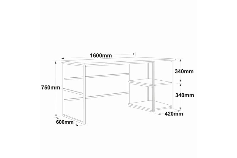 Parythe Skrivbord 160x75x160 cm med förvaring - Grön - Products - Möbler - Bord & matgrupp - Kontorsbord - Datorbord