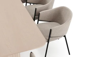 Kopparbo Matbord 200-260 cm Förlängningsbart med illäggsskiv med 8 Filip Matstolar - Vit / Taupe Bouclé - Products - Möbler - Bord & matgrupp - Matgrupp