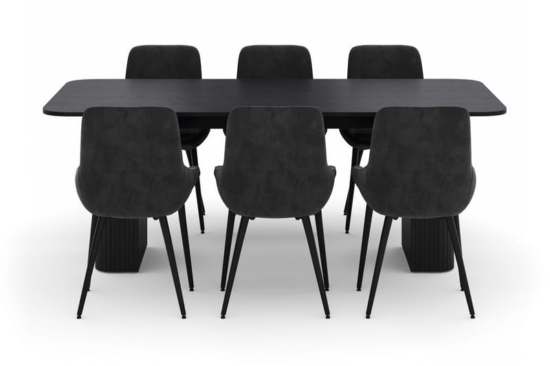 Kopparbo Matgrupp 200-206cm med 6 Alsarp Matstolar - Svart - Products - Möbler - Bord & matgrupp - Matgrupp