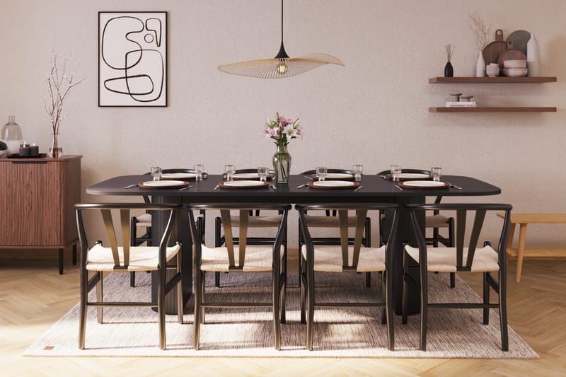 Kopparbo Matgrupp 240 cm med 8 Dastoori Matstol - 2220067-8,2229313-1 - Svart - Products - Möbler - Bord & matgrupp - Matgrupp