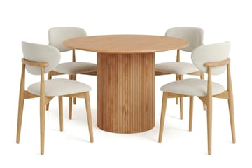 Kopparbo Matgrupp runt 110 cm Ek med 4 Molly Matstolar - Ek - Products - Möbler - Bord & matgrupp - Matgrupp