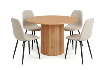 Beige/Svarta metallben - Brun