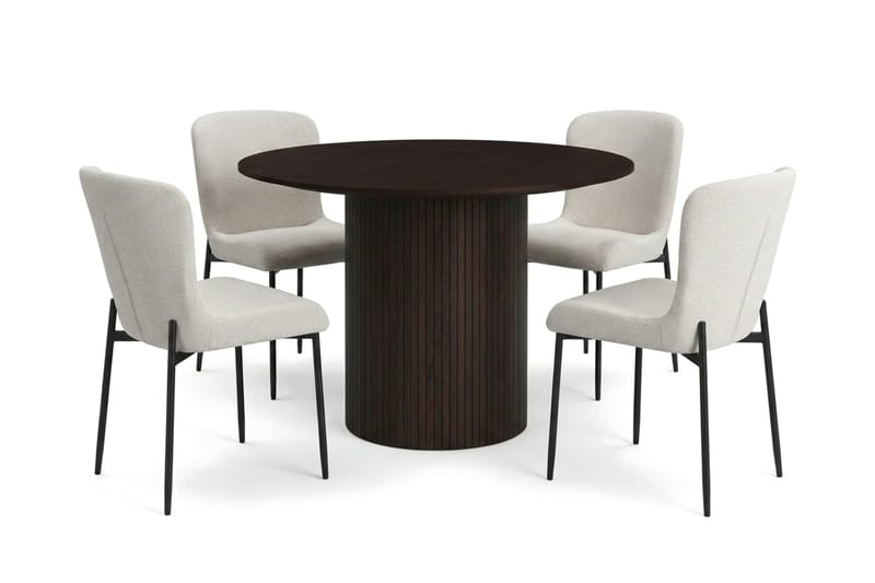 Kopparbo Matgrupp runt 110 cm Rökt Ek med 4 Elsie Matstolar - Rökt ek/Vit - Products - Möbler - Bord & matgrupp - Matgrupp