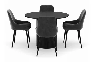 Kopparbo Rund Matgrupp 106-156cm med 4 Alsarp Matstolar - Svart - Products - Möbler - Bord & matgrupp - Matgrupp