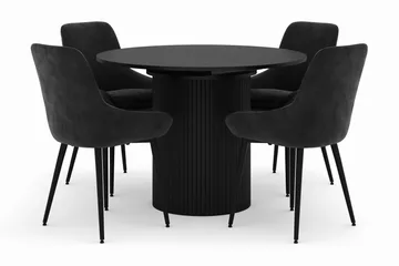 Kopparbo Rund Matgrupp 106-156cm med 4 Alsarp Matstolar - Svart - Products - Möbler - Bord & matgrupp - Matgrupp