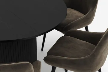 Kopparbo Rund Matgrupp 106-156cm med 6 Alsarp Matstolar - Svart - Products - Möbler - Bord & matgrupp - Matgrupp