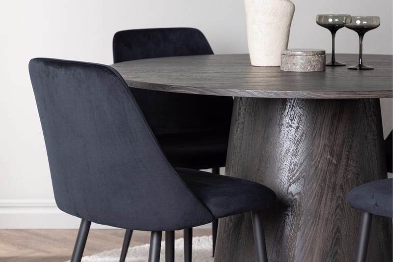 Lanzo Matgrupp 120 cm Rund med 4 Night stolar - Svart - Products - Möbler - Bord & matgrupp - Matgrupp