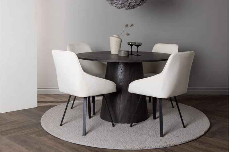 Lanzo Matgrupp 120 cm Rund med 4 Rosie stolar - Beige - Products - Möbler - Bord & matgrupp - Matgrupp