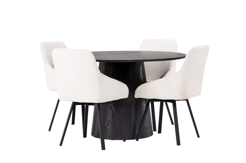 Lanzo Matgrupp 120 cm Rund med 4 Rosie stolar - Beige - Products - Möbler - Bord & matgrupp - Matgrupp