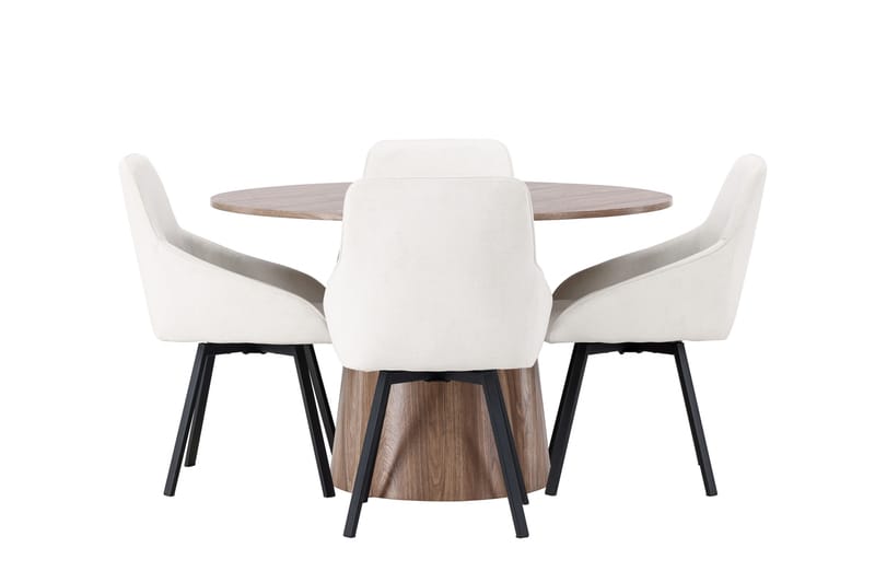 Lanzo Matgrupp 120 cm Rund med 4 Rosie Stolar, Natur