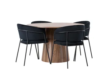 Lanzo Matgrupp 120 cm Rund med 4 Selma Stolar - Natur - Products - Möbler - Bord & matgrupp - Matgrupp