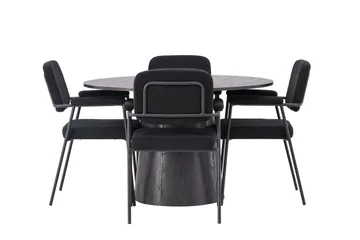 Lanzo Matgrupp 120 cm Rund med 4 Yesterday stolar - Svart - Products - Möbler - Bord & matgrupp - Matgrupp