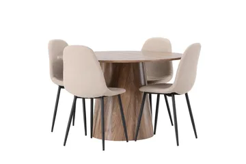Lanzo Matgrupp 120 cm Rund med 4 Polar Stolar - Natur - Products - Möbler - Bord & matgrupp - Matgrupp