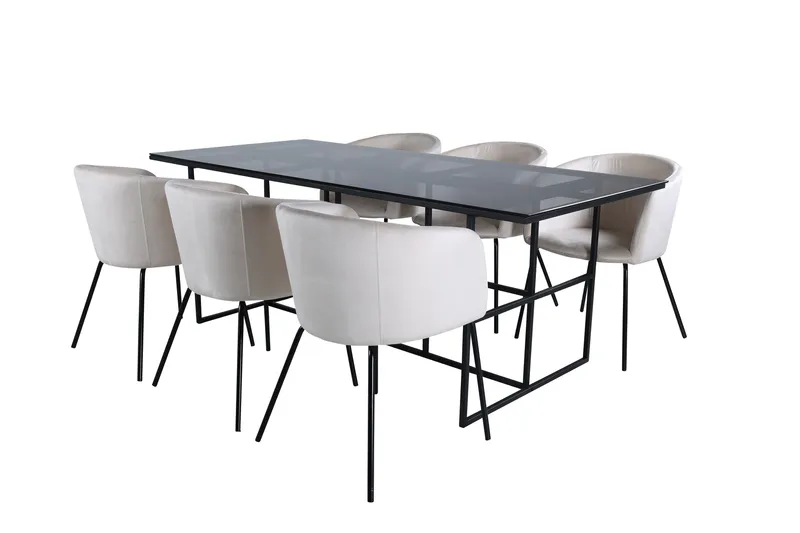 Leif Matgrupp 200 cm Rektangulär med 6 Berit stolar - Beige - Products - Möbler - Bord & matgrupp - Matgrupp