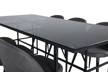 Leif Matgrupp 200 cm Rektangulär med 6 Velvet stolar - Svart - Products - Möbler - Bord & matgrupp - Matgrupp