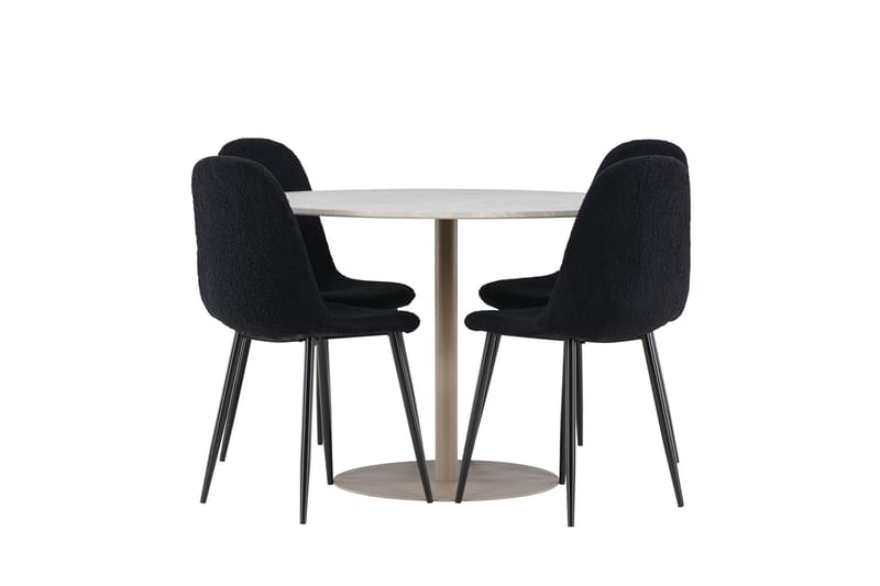 Lycke Matgrupp 110 cm Rund med 4 Polar stolar - Beige/Svart - Products - Möbler - Bord & matgrupp - Matgrupp