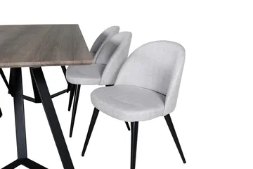 Malvina Matgrupp 180 cm inkl 6 Sedavi Stolar - Grå/Svart - Products - Möbler - Bord & matgrupp - Matgrupp