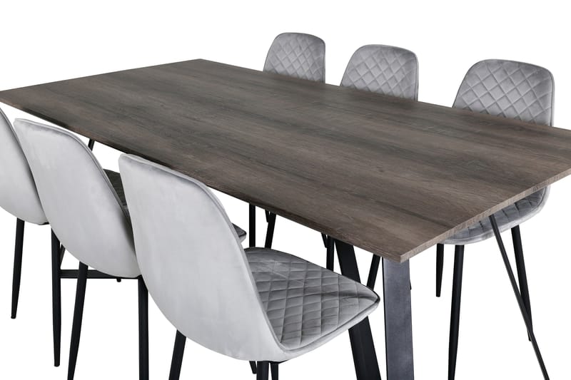 Malvina Matgrupp 180 cm inkl 6 Ypas Stolar - Grå/Svart - Products - Möbler - Bord & matgrupp - Matgrupp