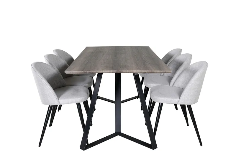 Malvina Matgrupp 180 cm Rektangulär med 6 Sedavi Stolar, Svart