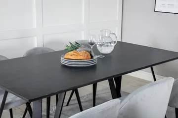 Marina Matgrupp 180 cm Rektangulär med 6 Velvet stolar - Svart - Products - Möbler - Bord & matgrupp - Matgrupp