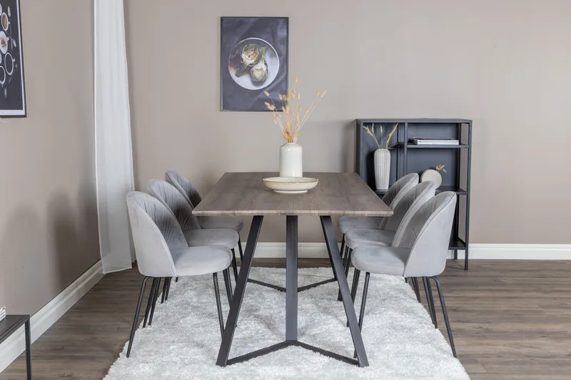 Marina Matgrupp 180 cm Rektangulär med 6 Wrinkles stolar - Svart - Products - Möbler - Bord & matgrupp - Matgrupp