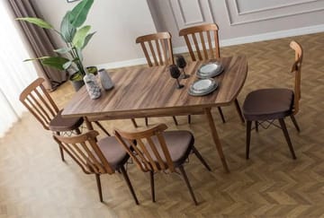 Alvryn Matgrupp Förlängningsbar 130-170 cm med 6 Stolar - Products - Möbler - Bord & matgrupp - Matgrupp