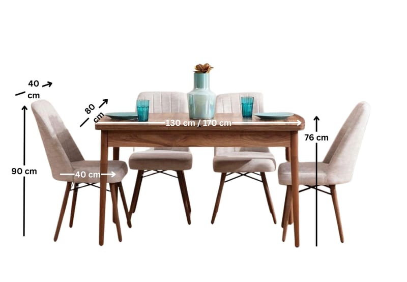 Teral Matgrupp Förlängningsbar 130-170 cm med 4 Stolar - Products - Möbler - Bord & matgrupp - Matgrupp