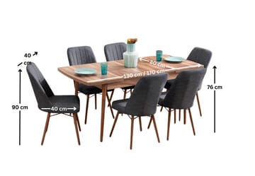 Teral Matgrupp Förlängningsbar 130-170 cm med 6 Stolar - Products - Möbler - Bord & matgrupp - Matgrupp