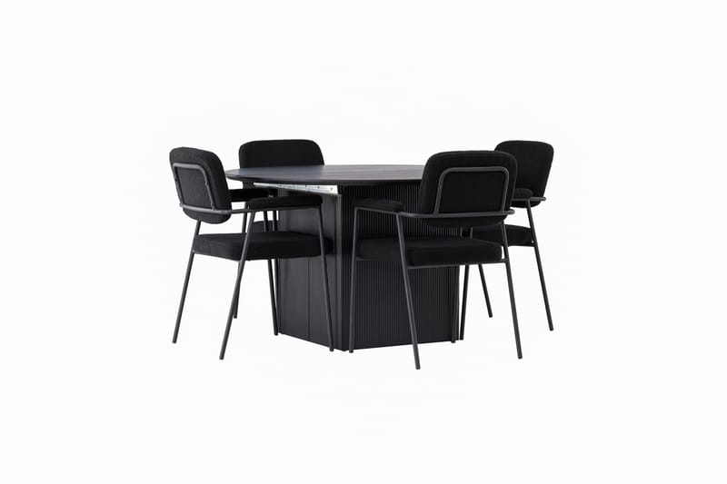 Matilda Matgrupp 130 cm Rund med 4 Yesterday Stolar - Svart - Products - Möbler - Bord & matgrupp - Matgrupp